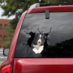 Border Collie Crack Window Decal Custom 3d Car Decal Vinyl Aesthetic Decal Funny Stickers Cute Gift Ideas Ae10190 Car Vinyl Decal Sticker Window Decals, Peel and Stick Wall Decals 18x18IN 2PCS