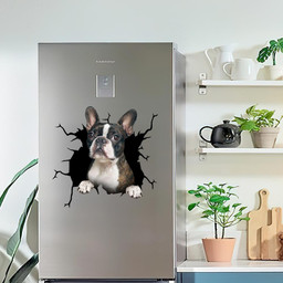 Boston Terrier Dog Breeds Dogs Puppy Crack Window Decal Custom 3d Car Decal Vinyl Aesthetic Decal Funny Stickers Cute Gift Ideas Ae10208 Car Vinyl Decal Sticker Window Decals, Peel and Stick Wall Decals