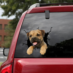 Border Terrier Crack Window Decal Custom 3d Car Decal Vinyl Aesthetic Decal Funny Stickers Home Decor Gift Ideas Car Vinyl Decal Sticker Window Decals, Peel and Stick Wall Decals 18x18IN 2PCS