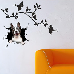 Boston Terrier Dog Breeds Dogs Puppy Crack Window Decal Custom 3d Car Decal Vinyl Aesthetic Decal Funny Stickers Cute Gift Ideas Ae10210 Car Vinyl Decal Sticker Window Decals, Peel and Stick Wall Decals