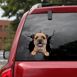 Border Terrier Crack Window Decal Custom 3d Car Decal Vinyl Aesthetic Decal Funny Stickers Cute Gift Ideas Ae10202 Car Vinyl Decal Sticker Window Decals, Peel and Stick Wall Decals 18x18IN 2PCS