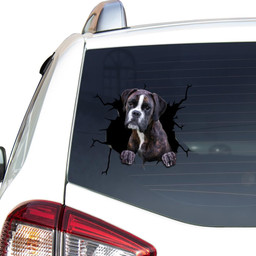 Boxer Dog Breeds Dogs Puppy Crack Window Decal Custom 3d Car Decal Vinyl Aesthetic Decal Funny Stickers Cute Gift Ideas Ae10228 Car Vinyl Decal Sticker Window Decals, Peel and Stick Wall Decals