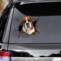 Boxer Dog Breeds Dogs Puppy Crack Window Decal Custom 3d Car Decal Vinyl Aesthetic Decal Funny Stickers Cute Gift Ideas Ae10240 Car Vinyl Decal Sticker Window Decals, Peel and Stick Wall Decals