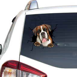 Boxer Dog Breeds Dogs Puppy Crack Window Decal Custom 3d Car Decal Vinyl Aesthetic Decal Funny Stickers Cute Gift Ideas Ae10240 Car Vinyl Decal Sticker Window Decals, Peel and Stick Wall Decals
