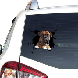 Boxer Dog Breeds Dogs Puppy Crack Window Decal Custom 3d Car Decal Vinyl Aesthetic Decal Funny Stickers Cute Gift Ideas Ae10236 Car Vinyl Decal Sticker Window Decals, Peel and Stick Wall Decals