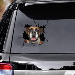 Boxer Dog Breeds Dogs Puppy Crack Window Decal Custom 3d Car Decal Vinyl Aesthetic Decal Funny Stickers Cute Gift Ideas Ae10238 Car Vinyl Decal Sticker Window Decals, Peel and Stick Wall Decals