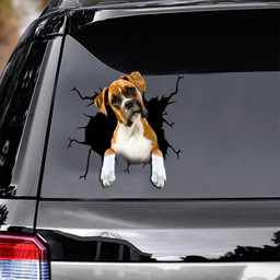 Boxer Dog Breeds Dogs Puppy Crack Window Decal Custom 3d Car Decal Vinyl Aesthetic Decal Funny Stickers Cute Gift Ideas Ae10227 Car Vinyl Decal Sticker Window Decals, Peel and Stick Wall Decals