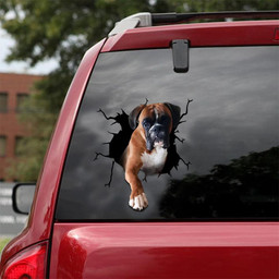 Boxer Dog Decal Crack Decal Items Funny Stickers Graduation Gift Ideas Car Vinyl Decal Sticker Window Decals, Peel and Stick Wall Decals 18x18IN 2PCS