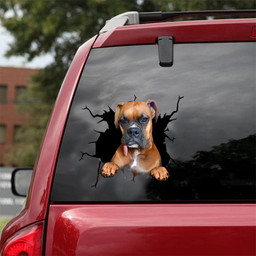 Boxer Dog Breeds Dogs Puppy Crack Window Decal Custom 3d Car Decal Vinyl Aesthetic Decal Funny Stickers Cute Gift Ideas Ae10225 Car Vinyl Decal Sticker Window Decals, Peel and Stick Wall Decals 18x18IN 2PCS