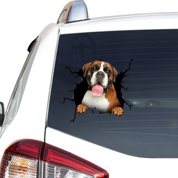 Boxer Dog Breeds Dogs Puppy Crack Window Decal Custom 3d Car Decal Vinyl Aesthetic Decal Funny Stickers Cute Gift Ideas Ae10233 Car Vinyl Decal Sticker Window Decals, Peel and Stick Wall Decals