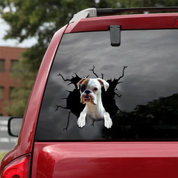 Boxer Dog Breeds Dogs Puppy Crack Window Decal Custom 3d Car Decal Vinyl Aesthetic Decal Funny Stickers Cute Gift Ideas Ae10232 Car Vinyl Decal Sticker Window Decals, Peel and Stick Wall Decals 18x18IN 2PCS