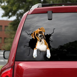 Boxer Dog Breeds Dogs Puppy Crack Window Decal Custom 3d Car Decal Vinyl Aesthetic Decal Funny Stickers Cute Gift Ideas Ae10227 Car Vinyl Decal Sticker Window Decals, Peel and Stick Wall Decals 18x18IN 2PCS