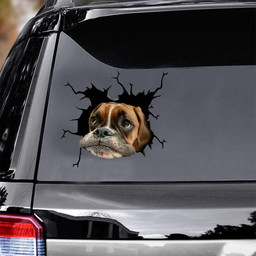Boxer Dog Breeds Dogs Puppy Crack Window Decal Custom 3d Car Decal Vinyl Aesthetic Decal Funny Stickers Home Decor Gift Ideas Car Vinyl Decal Sticker Window Decals, Peel and Stick Wall Decals