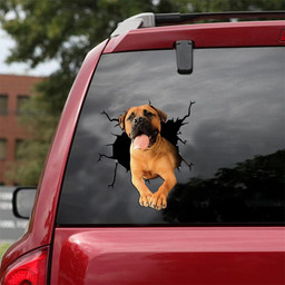 Bull Mastiff Crack Window Decal Custom 3d Car Decal Vinyl Aesthetic Decal Funny Stickers Cute Gift Ideas Ae10251 Car Vinyl Decal Sticker Window Decals, Peel and Stick Wall Decals 18x18IN 2PCS