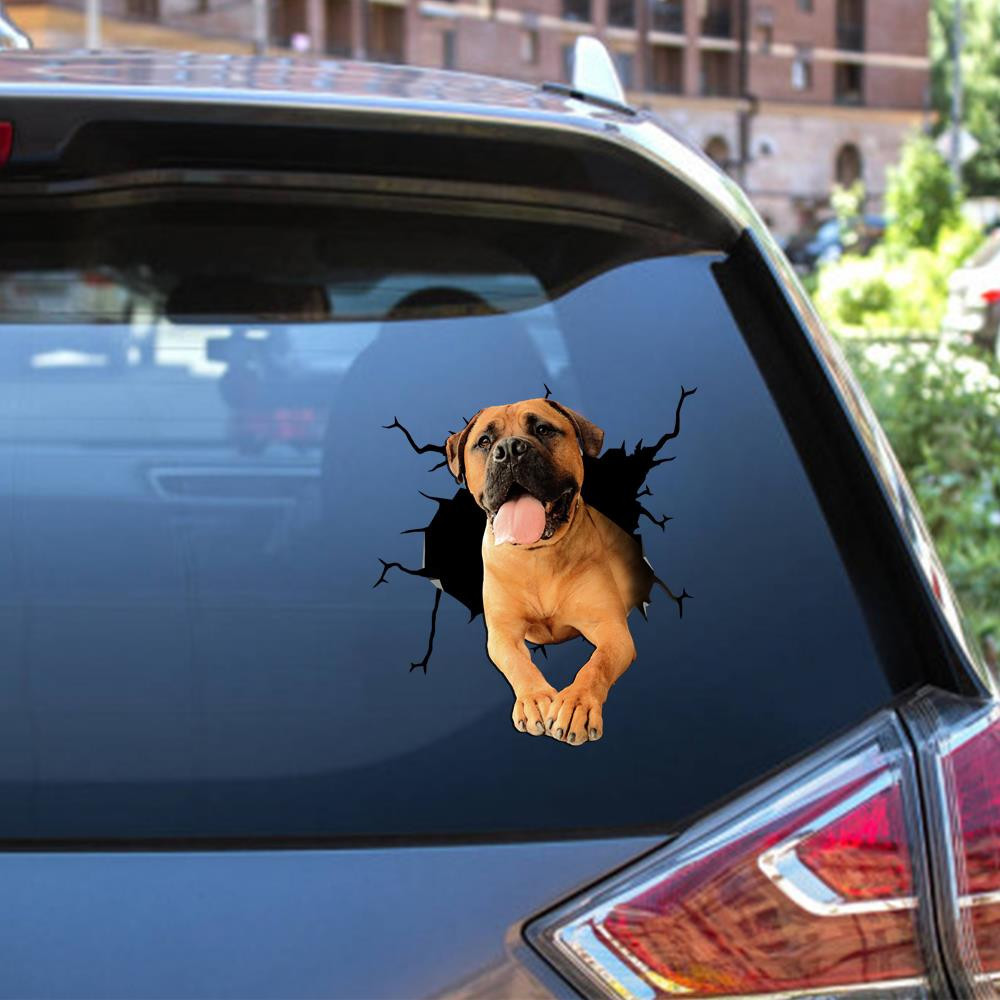 Bull Mastiff Crack Window Decal Custom 3d Car Decal Vinyl Aesthetic Decal Funny Stickers Cute Gift Ideas Ae10251 Car Vinyl Decal Sticker Window Decals, Peel and Stick Wall Decals 12x12IN 2PCS