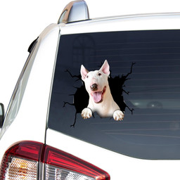 Bull Terrier Crack Window Decal Custom 3d Car Decal Vinyl Aesthetic Decal Funny Stickers Cute Gift Ideas Ae10268 Car Vinyl Decal Sticker Window Decals, Peel and Stick Wall Decals