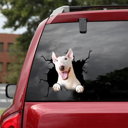 Bull Terrier Crack Window Decal Custom 3d Car Decal Vinyl Aesthetic Decal Funny Stickers Cute Gift Ideas Ae10268 Car Vinyl Decal Sticker Window Decals, Peel and Stick Wall Decals 18x18IN 2PCS