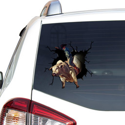 Bull Riding Crack Window Decal Custom 3d Car Decal Vinyl Aesthetic Decal Funny Stickers Cute Gift Ideas Ae10253 Car Vinyl Decal Sticker Window Decals, Peel and Stick Wall Decals