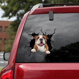 Bulldog Crack Window Decal Custom 3d Car Decal Vinyl Aesthetic Decal Funny Stickers Cute Gift Ideas Ae10272 Car Vinyl Decal Sticker Window Decals, Peel and Stick Wall Decals 18x18IN 2PCS