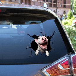 Bull Terrier Crack Window Decal Custom 3d Car Decal Vinyl Aesthetic Decal Funny Stickers Cute Gift Ideas Ae10266 Car Vinyl Decal Sticker Window Decals, Peel and Stick Wall Decals 12x12IN 2PCS