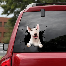 Bull Terrier Crack Window Decal Custom 3d Car Decal Vinyl Aesthetic Decal Funny Stickers Cute Gift Ideas Ae10265 Car Vinyl Decal Sticker Window Decals, Peel and Stick Wall Decals 18x18IN 2PCS