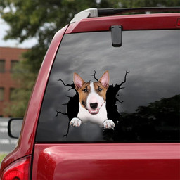 Bull Terrier Crack Window Decal Custom 3d Car Decal Vinyl Aesthetic Decal Funny Stickers Cute Gift Ideas Ae10264 Car Vinyl Decal Sticker Window Decals, Peel and Stick Wall Decals 18x18IN 2PCS