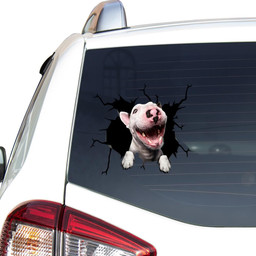 Bull Terrier Crack Window Decal Custom 3d Car Decal Vinyl Aesthetic Decal Funny Stickers Cute Gift Ideas Ae10266 Car Vinyl Decal Sticker Window Decals, Peel and Stick Wall Decals