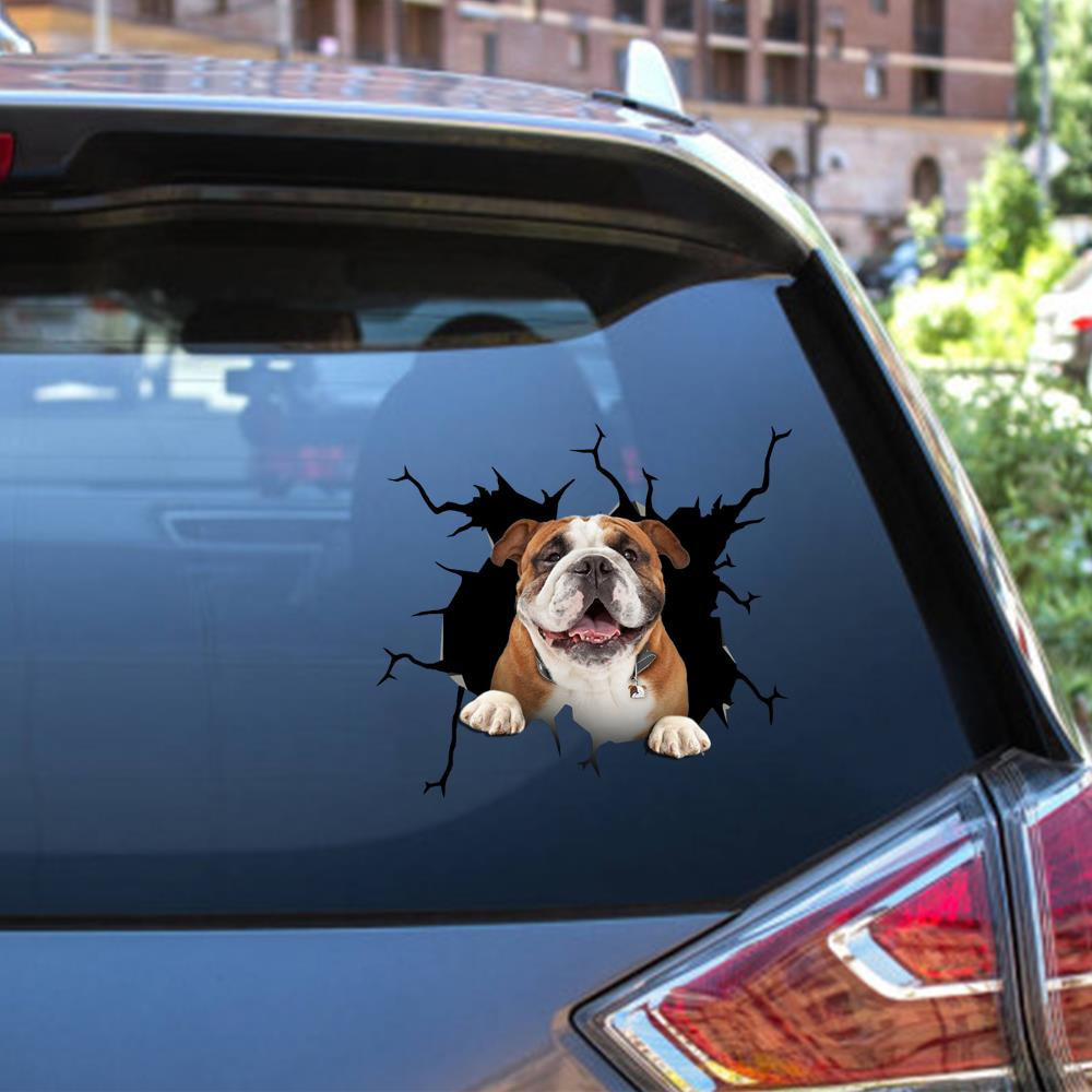 Bulldog Crack Window Decal Custom 3d Car Decal Vinyl Aesthetic Decal Funny Stickers Cute Gift Ideas Ae10272 Car Vinyl Decal Sticker Window Decals, Peel and Stick Wall Decals 12x12IN 2PCS