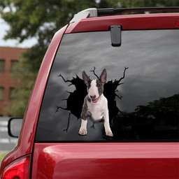 Bull Terrier Crack Window Decal Custom 3d Car Decal Vinyl Aesthetic Decal Funny Stickers Cute Gift Ideas Ae10262 Car Vinyl Decal Sticker Window Decals, Peel and Stick Wall Decals 18x18IN 2PCS