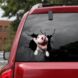 Bull Terrier Crack Window Decal Custom 3d Car Decal Vinyl Aesthetic Decal Funny Stickers Cute Gift Ideas Ae10266 Car Vinyl Decal Sticker Window Decals, Peel and Stick Wall Decals 18x18IN 2PCS