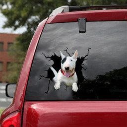 Bull Terrier Crack Window Decal Custom 3d Car Decal Vinyl Aesthetic Decal Funny Stickers Home Decor Gift Ideas Car Vinyl Decal Sticker Window Decals, Peel and Stick Wall Decals 18x18IN 2PCS
