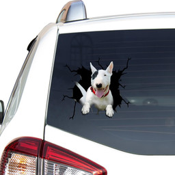 Bull Terrier Crack Window Decal Custom 3d Car Decal Vinyl Aesthetic Decal Funny Stickers Home Decor Gift Ideas Car Vinyl Decal Sticker Window Decals, Peel and Stick Wall Decals