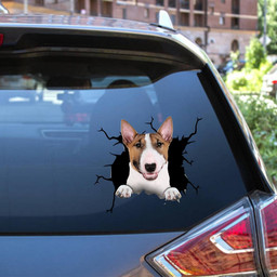 Bull Terrier Crack Window Decal Custom 3d Car Decal Vinyl Aesthetic Decal Funny Stickers Cute Gift Ideas Ae10264 Car Vinyl Decal Sticker Window Decals, Peel and Stick Wall Decals 12x12IN 2PCS
