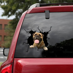 Bullmastiff Crack Window Decal Custom 3d Car Decal Vinyl Aesthetic Decal Funny Stickers Home Decor Gift Ideas Car Vinyl Decal Sticker Window Decals, Peel and Stick Wall Decals 18x18IN 2PCS