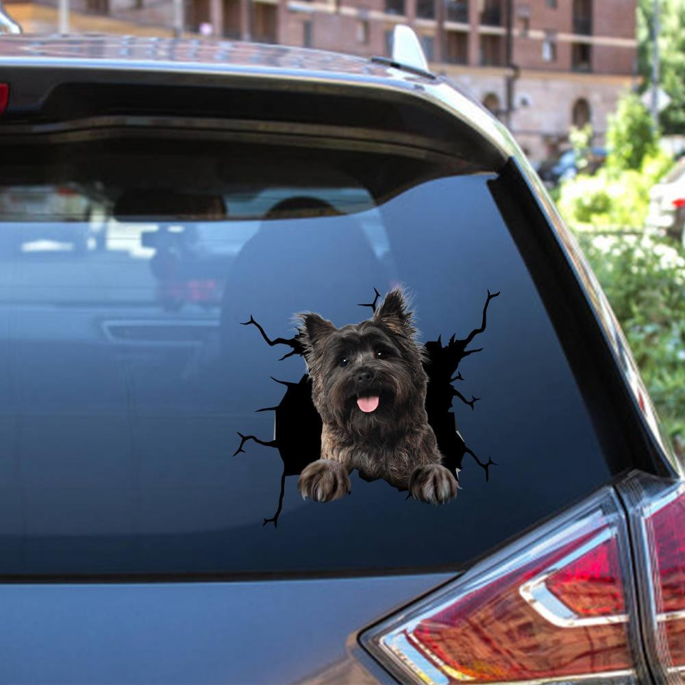 Cairn Terrier Crack Window Decal Custom 3d Car Decal Vinyl Aesthetic Decal Funny Stickers Cute Gift Ideas Ae10283 Car Vinyl Decal Sticker Window Decals, Peel and Stick Wall Decals 12x12IN 2PCS