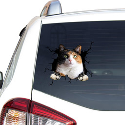 Calico Cat Crack Window Decal Custom 3d Car Decal Vinyl Aesthetic Decal Funny Stickers Home Decor Gift Ideas Car Vinyl Decal Sticker Window Decals, Peel and Stick Wall Decals
