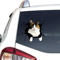 Calico Cat Crack Window Decal Custom 3d Car Decal Vinyl Aesthetic Decal Funny Stickers Cute Gift Ideas Ae10289 Car Vinyl Decal Sticker Window Decals, Peel and Stick Wall Decals