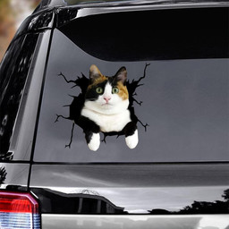 Calico Cat Crack Window Decal Custom 3d Car Decal Vinyl Aesthetic Decal Funny Stickers Cute Gift Ideas Ae10289 Car Vinyl Decal Sticker Window Decals, Peel and Stick Wall Decals