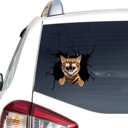 Cat Crack Decal Funny Stickers For Farther Day Car Vinyl Decal Sticker Window Decals, Peel and Stick Wall Decals