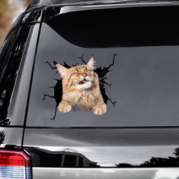 Cat Crack Decal Cute Stickers For Cat Lover Birthday Ideas Car Vinyl Decal Sticker Window Decals, Peel and Stick Wall Decals