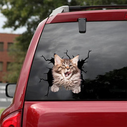 Cat Crack Decal Funny Stickers For Valentines Day Car Vinyl Decal Sticker Window Decals, Peel and Stick Wall Decals 18x18IN 2PCS