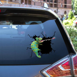 Chameleon Crack Window Decal Custom 3d Car Decal Vinyl Aesthetic Decal Funny Stickers Home Decor Gift Ideas Car Vinyl Decal Sticker Window Decals, Peel and Stick Wall Decals 12x12IN 2PCS