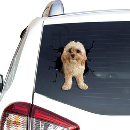 Cavapoo Crack Window Decal Custom 3d Car Decal Vinyl Aesthetic Decal Funny Stickers Home Decor Gift Ideas Car Vinyl Decal Sticker Window Decals, Peel and Stick Wall Decals