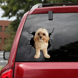 Cavapoo Crack Window Decal Custom 3d Car Decal Vinyl Aesthetic Decal Funny Stickers Home Decor Gift Ideas Car Vinyl Decal Sticker Window Decals, Peel and Stick Wall Decals 18x18IN 2PCS