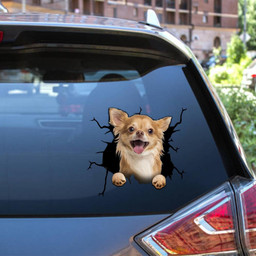 Chihuahua Dog Breeds Dogs Puppy Crack Window Decal Custom 3d Car Decal Vinyl Aesthetic Decal Funny Stickers Cute Gift Ideas Ae10335 Car Vinyl Decal Sticker Window Decals, Peel and Stick Wall Decals 12x12IN 2PCS