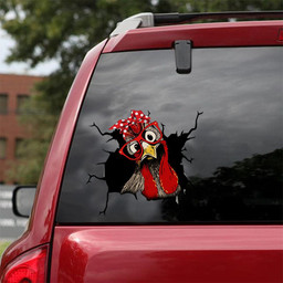 Chicken Crack Window Decal Custom 3d Car Decal Vinyl Aesthetic Decal Funny Stickers Cute Gift Ideas Ae10328 Car Vinyl Decal Sticker Window Decals, Peel and Stick Wall Decals 18x18IN 2PCS
