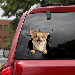 Chihuahua Dog Breeds Dogs Puppy Crack Window Decal Custom 3d Car Decal Vinyl Aesthetic Decal Funny Stickers Cute Gift Ideas Ae10335 Car Vinyl Decal Sticker Window Decals, Peel and Stick Wall Decals 18x18IN 2PCS