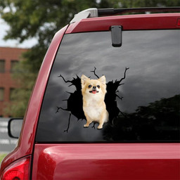 Chihuahua Dog Breeds Dogs Puppy Crack Window Decal Custom 3d Car Decal Vinyl Aesthetic Decal Funny Stickers Cute Gift Ideas Ae10332 Car Vinyl Decal Sticker Window Decals, Peel and Stick Wall Decals 18x18IN 2PCS