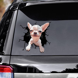 Chihuahua Dog Breeds Dogs Puppy Crack Window Decal Custom 3d Car Decal Vinyl Aesthetic Decal Funny Stickers Cute Gift Ideas Ae10330 Car Vinyl Decal Sticker Window Decals, Peel and Stick Wall Decals
