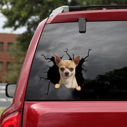 Chihuahua Dog Breeds Dogs Puppy Crack Window Decal Custom 3d Car Decal Vinyl Aesthetic Decal Funny Stickers Cute Gift Ideas Ae10333 Car Vinyl Decal Sticker Window Decals, Peel and Stick Wall Decals 18x18IN 2PCS